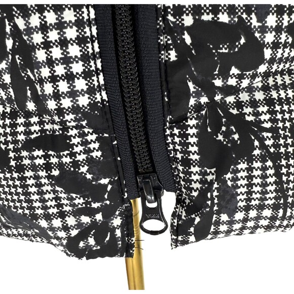 NWT J. Jill Down Puffer Vest Size SMALL Black Floral Houndstooth 2-Way Zip $149 - Picture 5 of 12